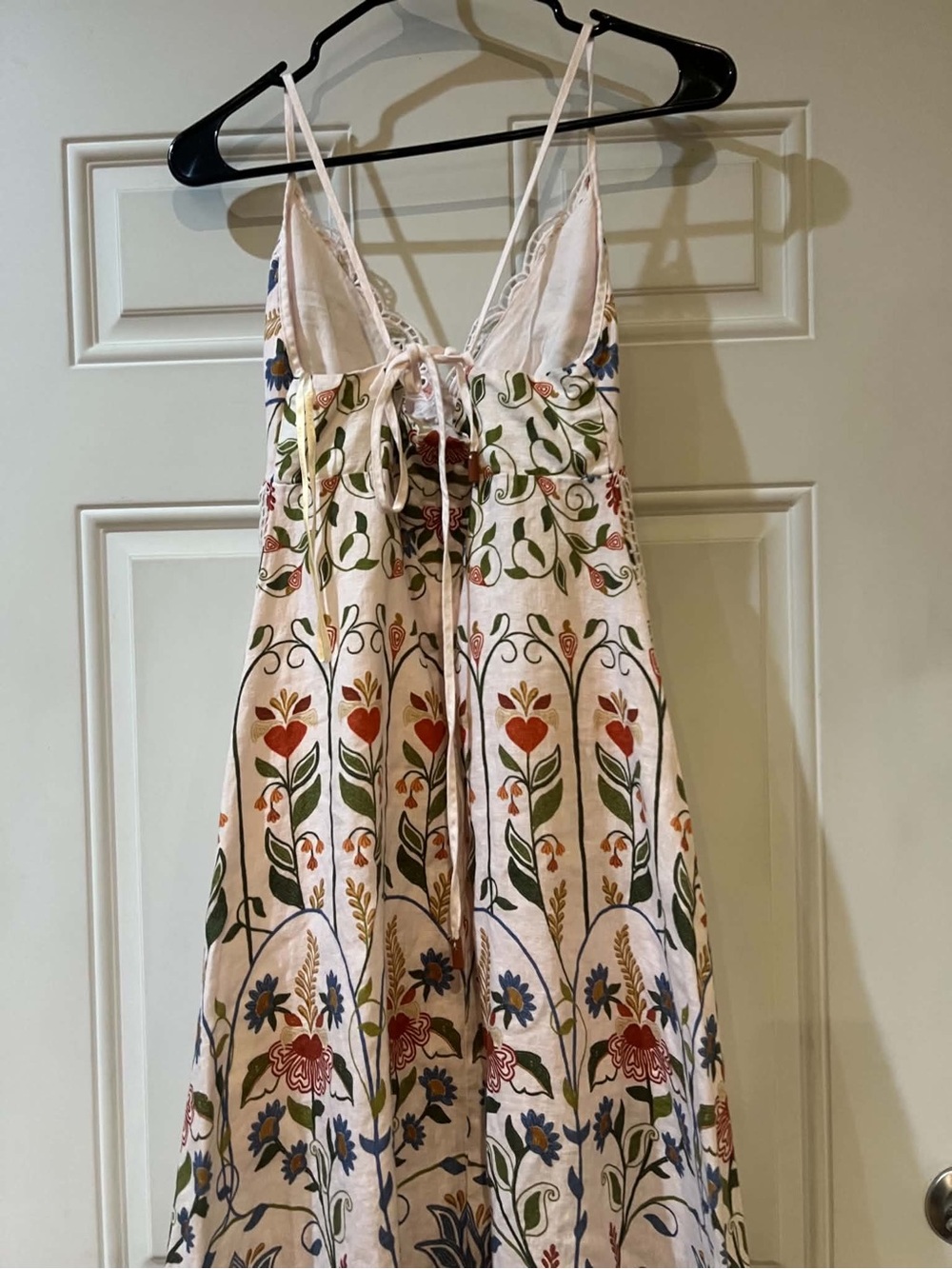 FARM Rio Cream Maxi Dress with Multicolor Floral Embroidery Size Medium - Picture 5 of 10